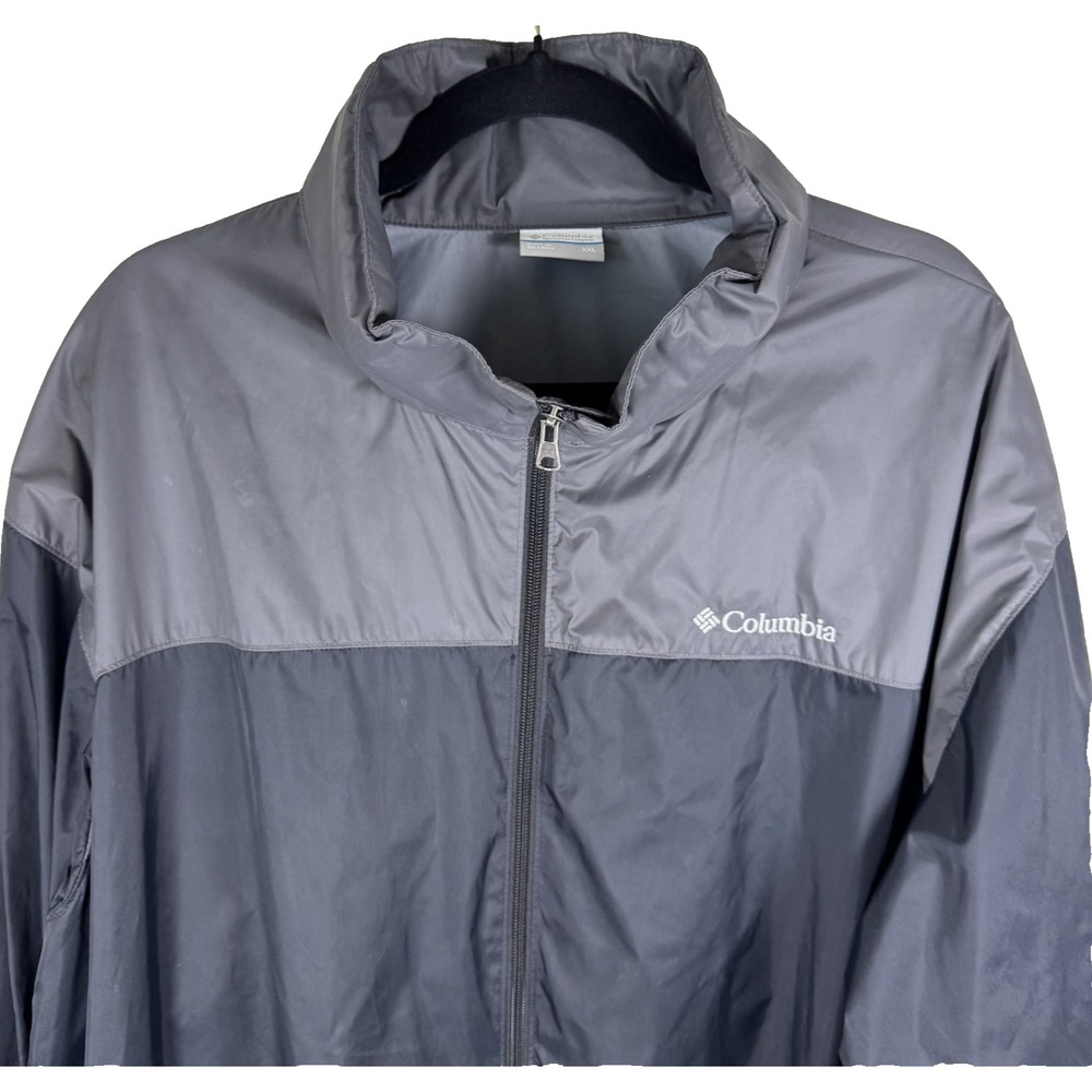 Columbia Omnishield Mens Wind Breaker Jacket XXL Black Gray Zipper Front Hooded